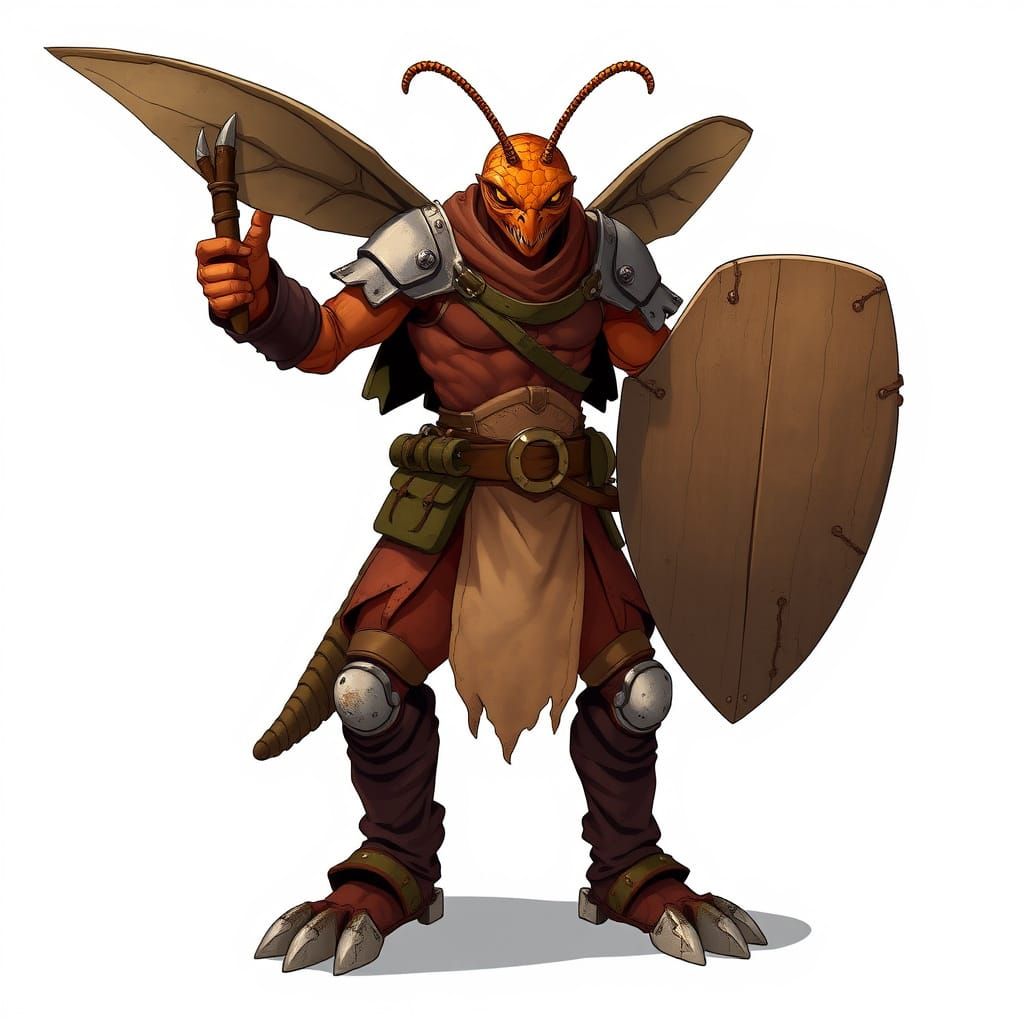 Heroic Insectoid Warrior in Anime-Inspired Armor