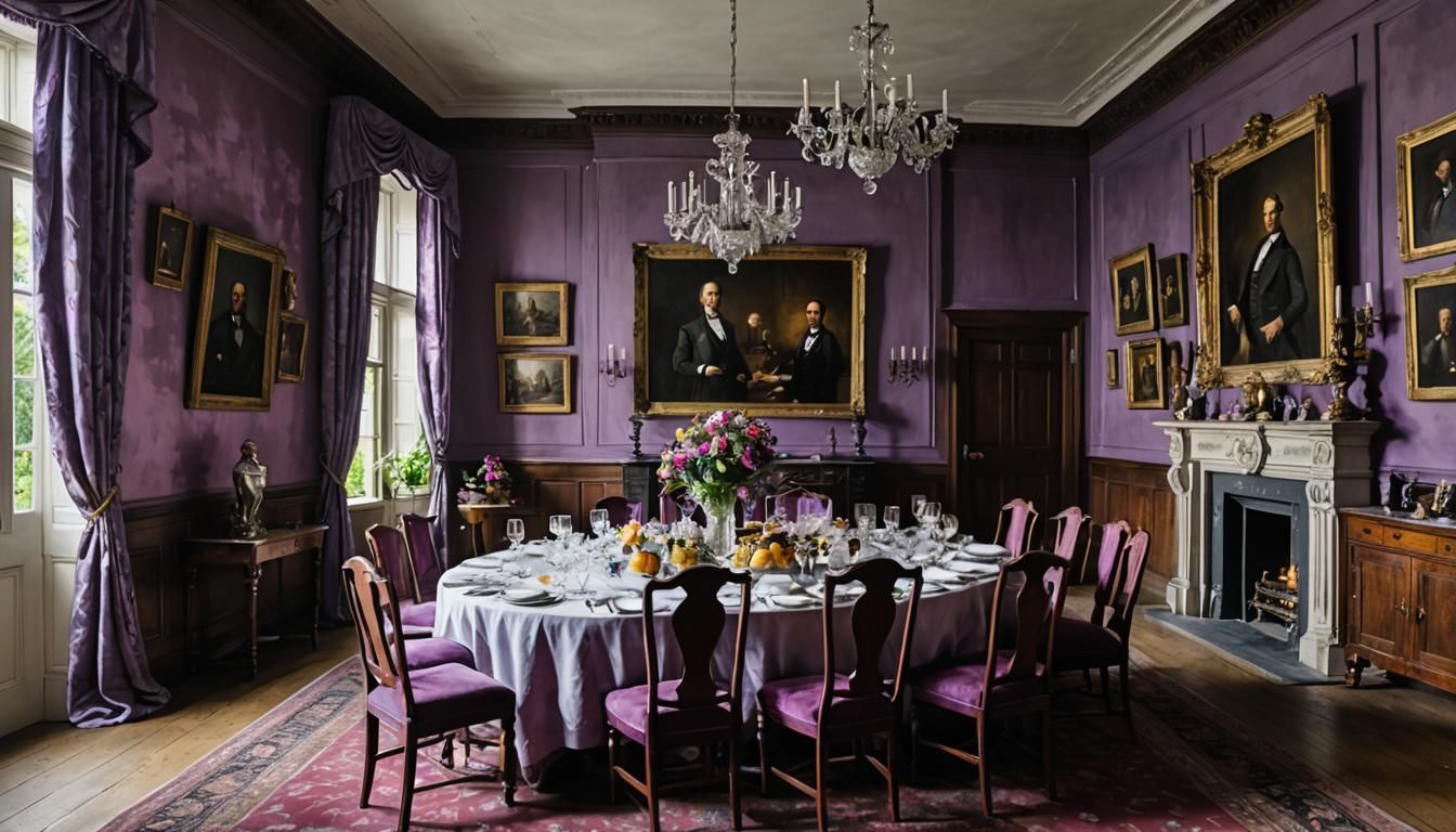 Manor House Dining Room with Modern Art