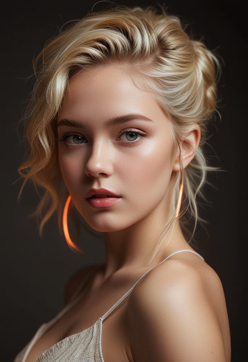 Cyberpunk Woman in Neon Lights, Digital Art Style