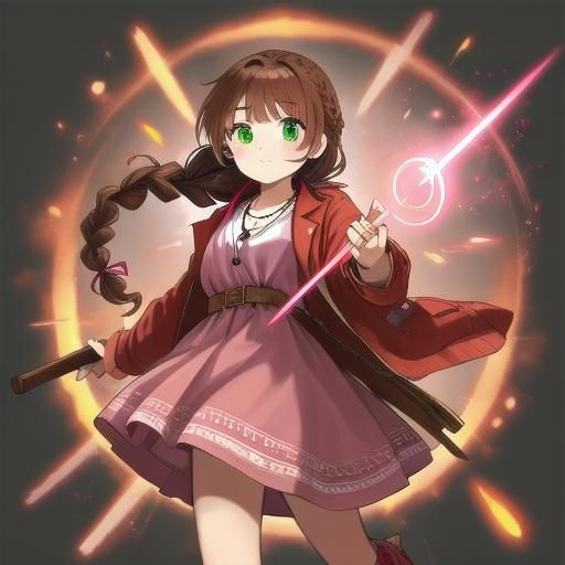 Woman with Magic Stick and Pink Ribbon