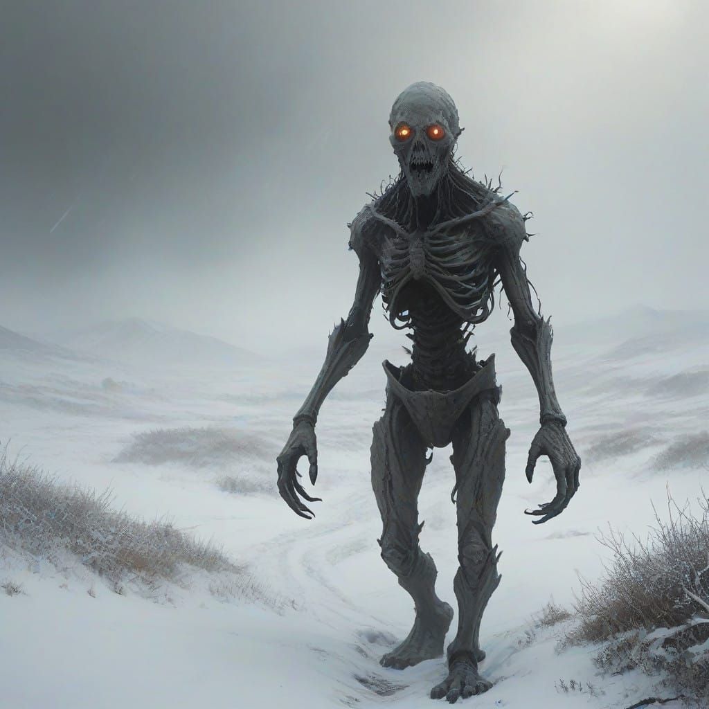 Ominous Ithaqua Strides Through the Frozen Tundra in a Cyber...