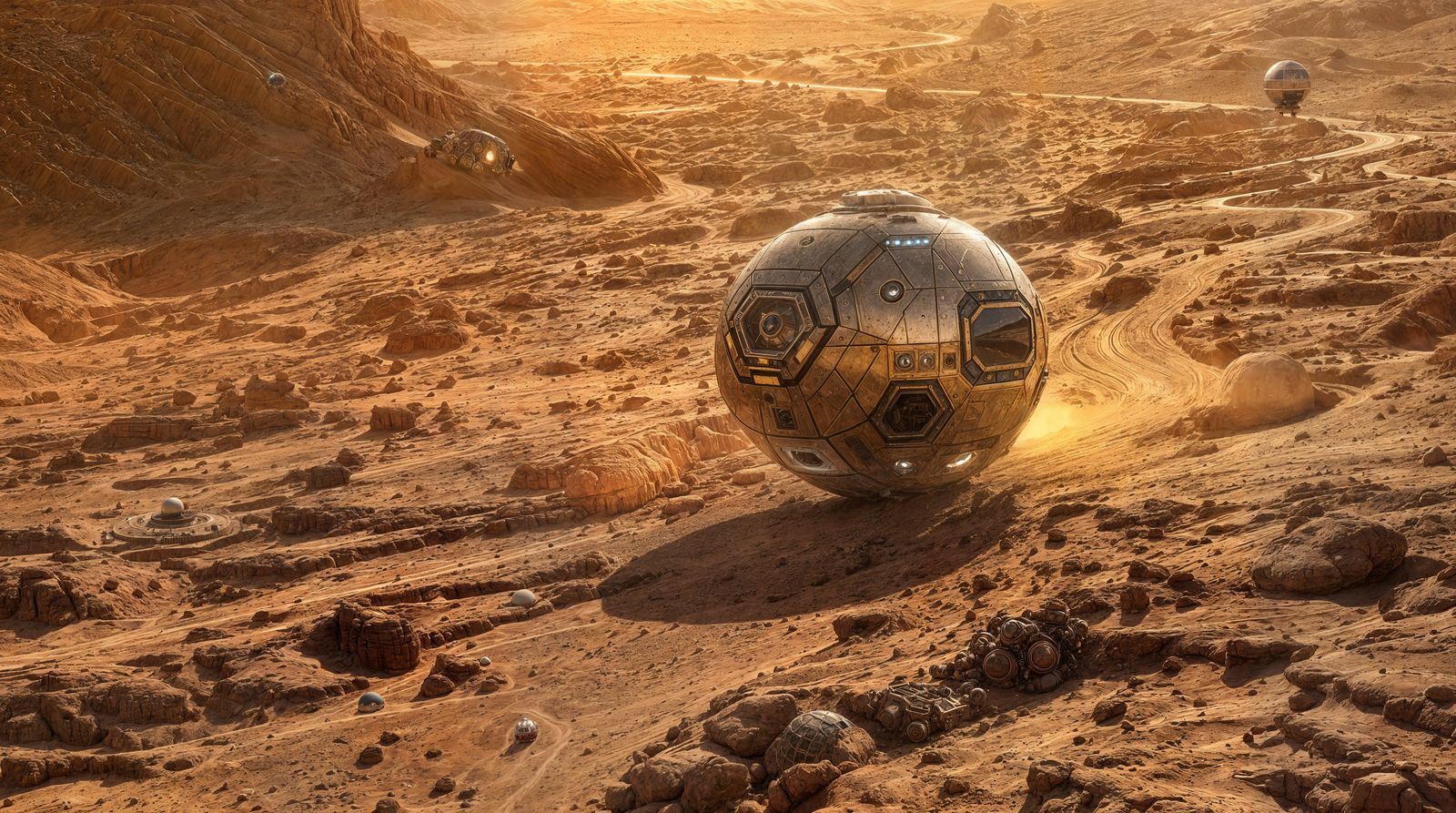 High-Tech Probe Explores Alien Cratered Landscape