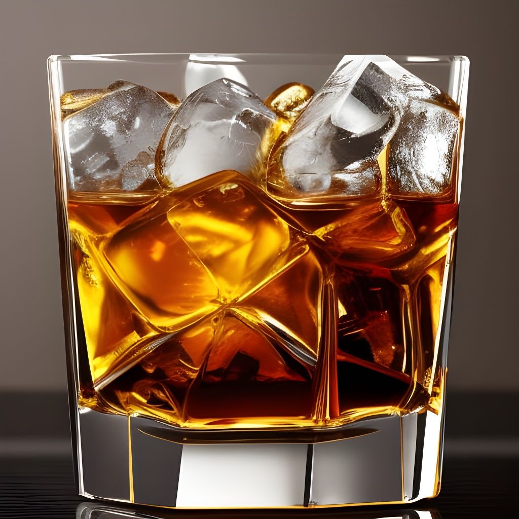 Hyperrealistic Whiskey and Ice: Intricate Matte Painting