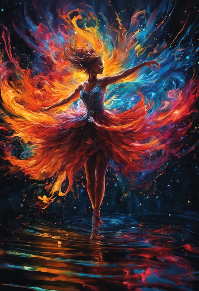 Colorful Dancer Expresses Music in Abstract Art