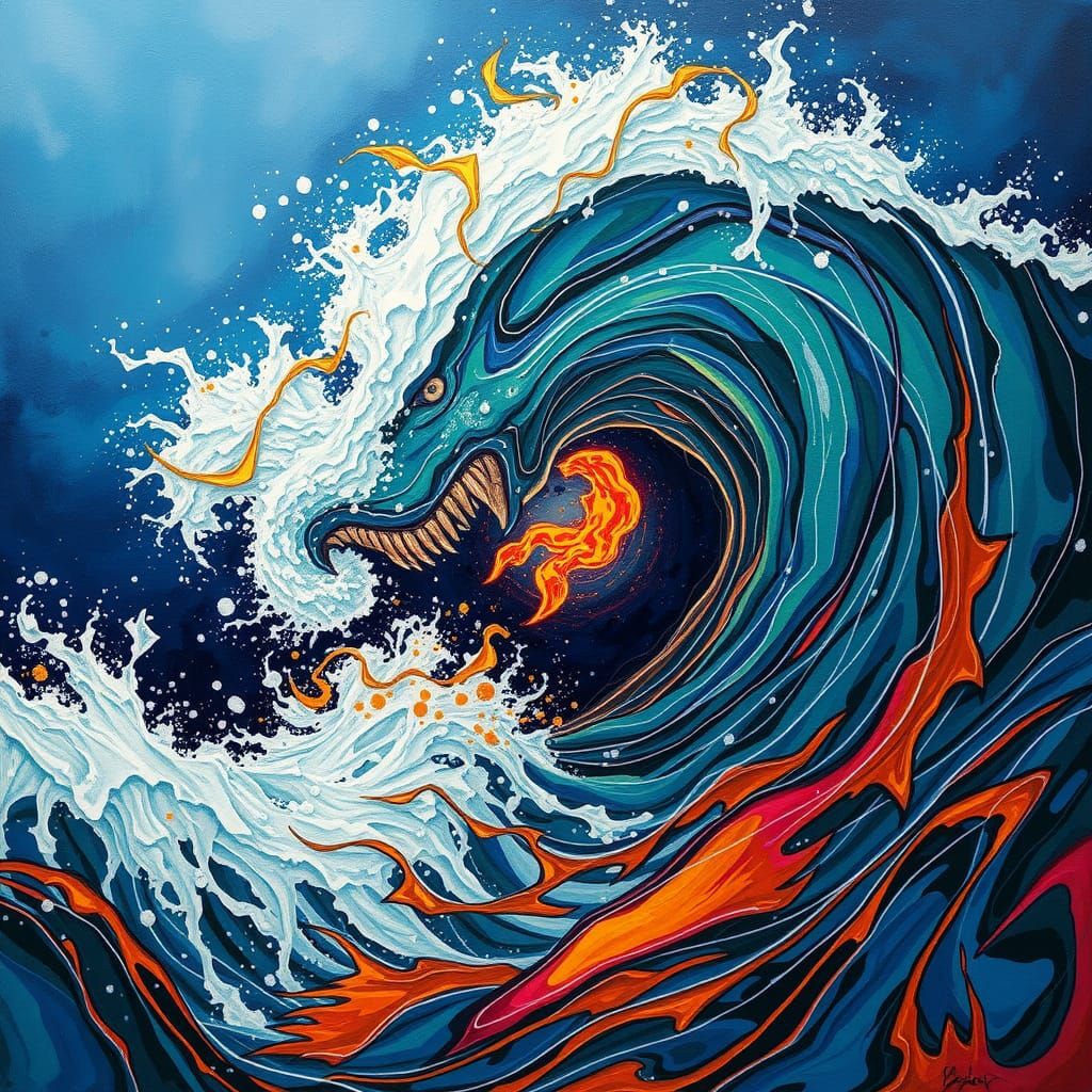 Monster Wave: Expressionist Oil Painting in Psychedelic Art ...