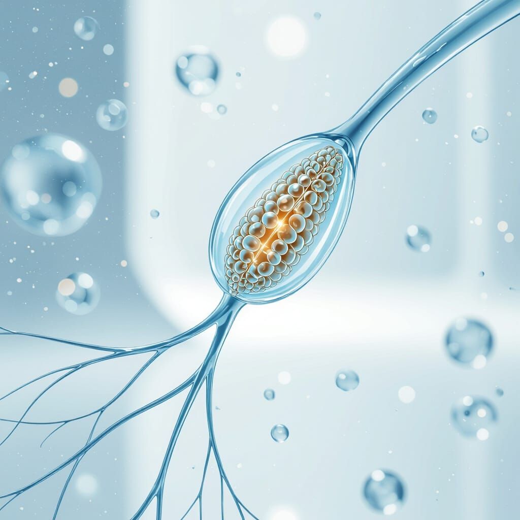 Futuristic Hair Follicle Growth Illustration in Biotech Styl...