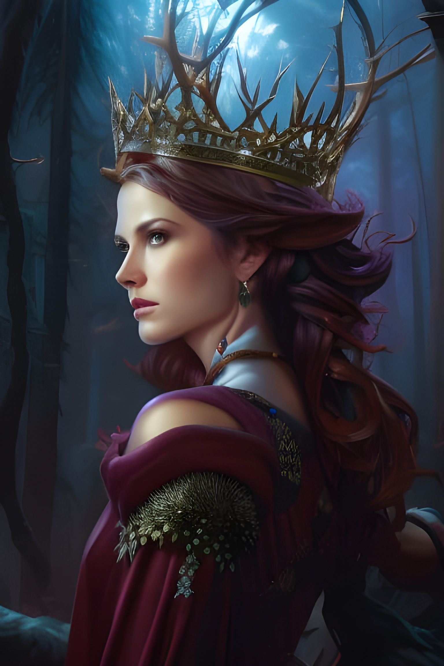 Fantasy Fae King Portrait in Fairycore Style