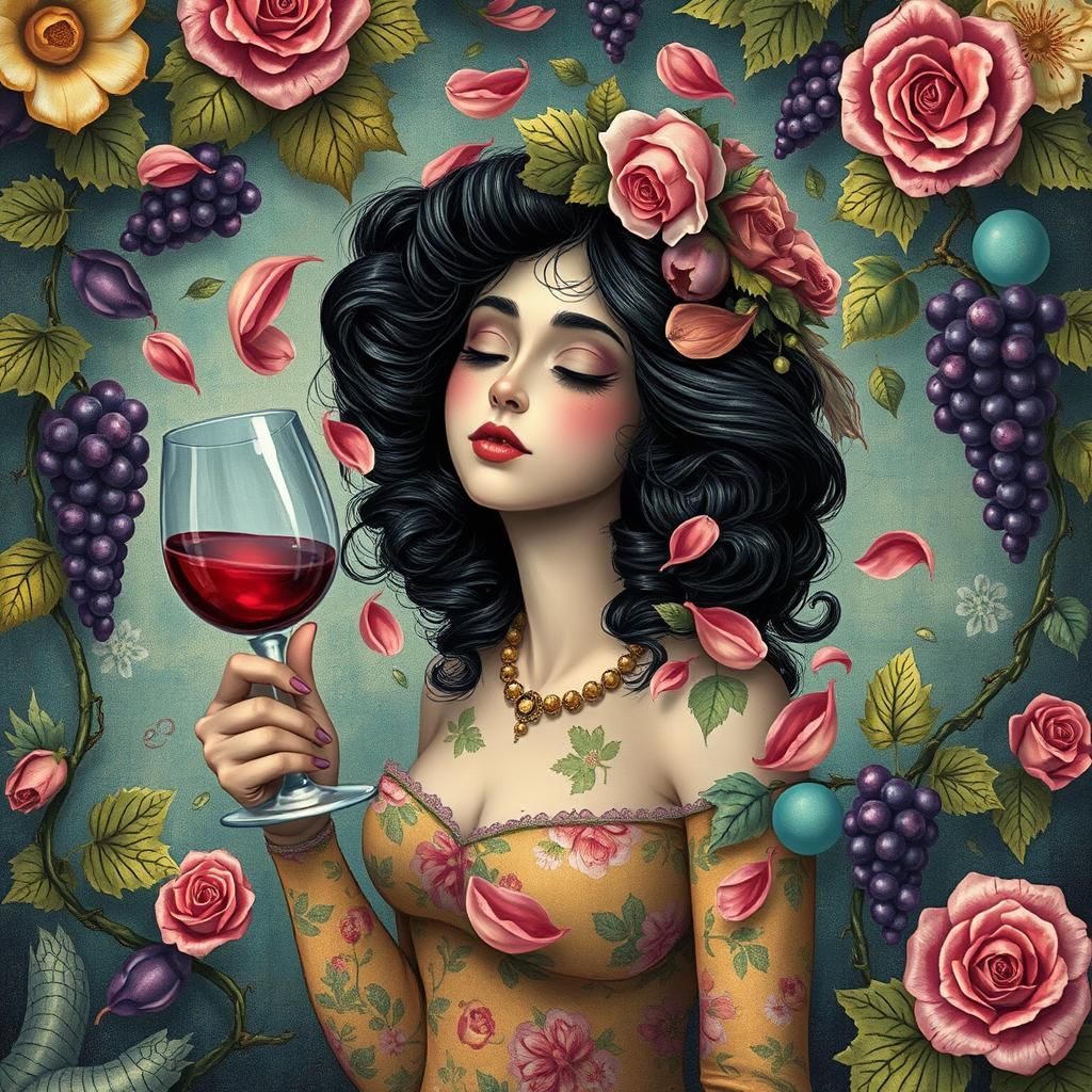 Whimsical Woman in a Surreal Floral Daze