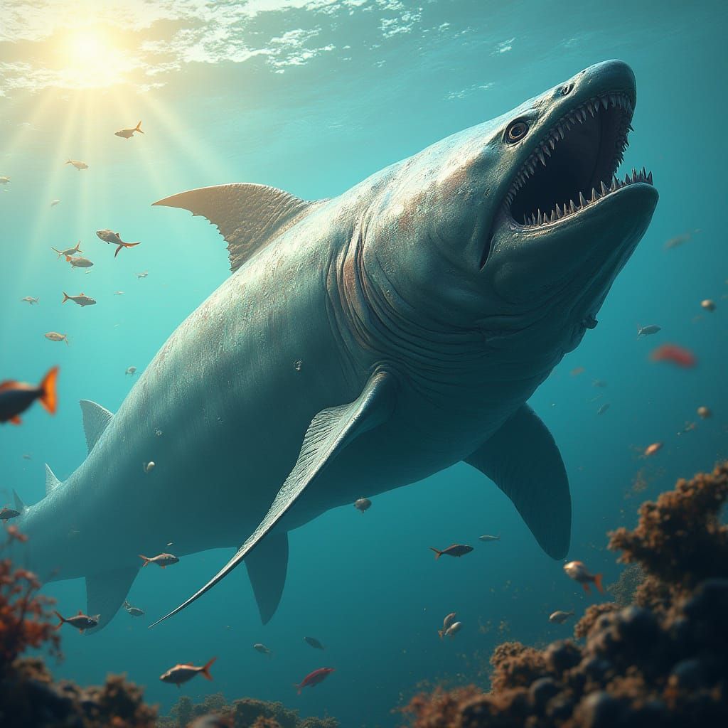 Colossal Armored Fish Creature Emerges from Ocean Depths