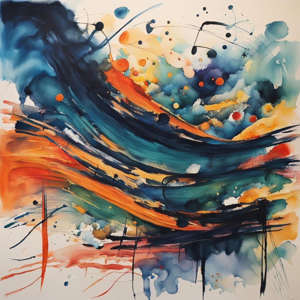 Vibrant Abstract Expressionism: Rhythmic Brushstrokes and Te...