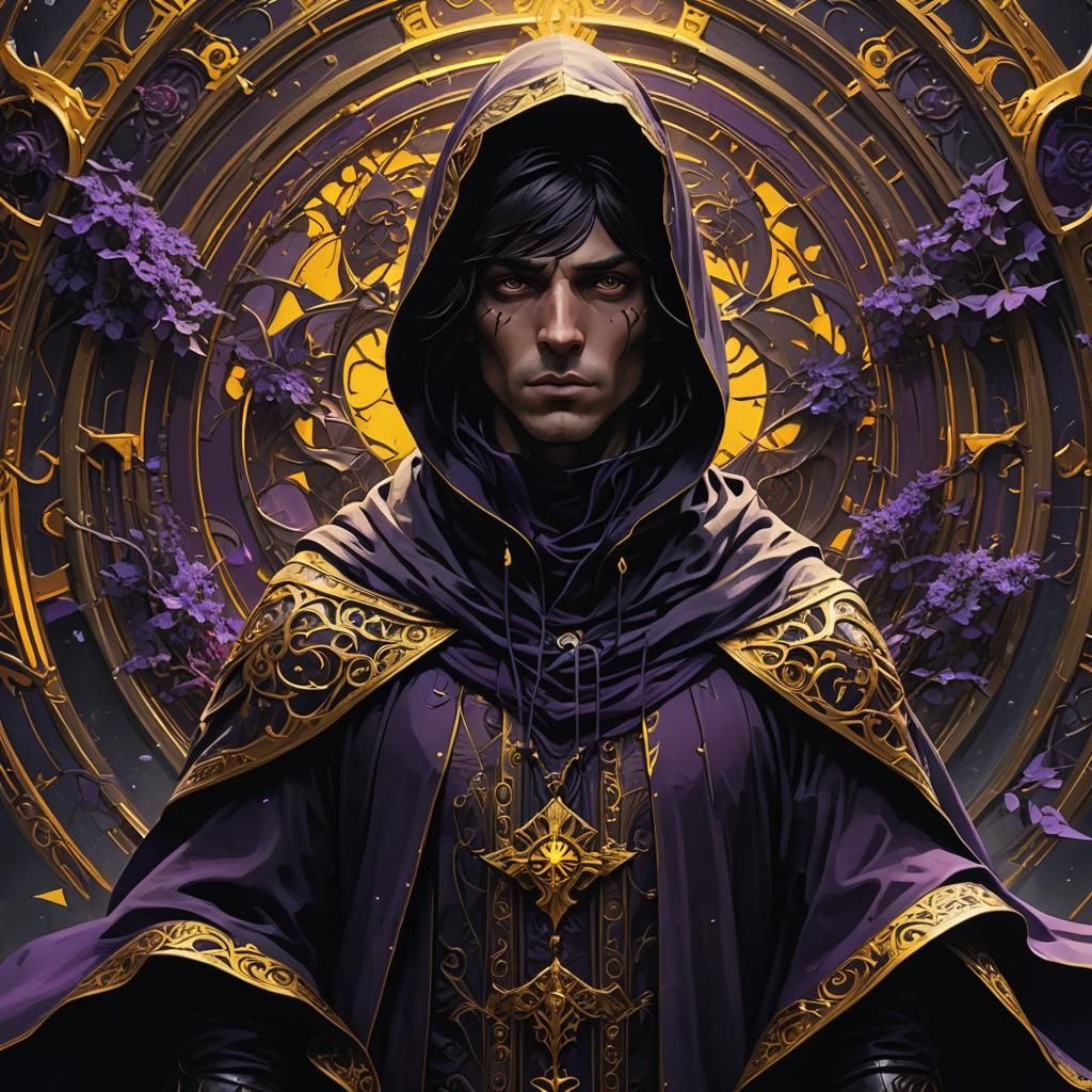 Cloaked Figure in Dark Fantasy Art Nouveau Style