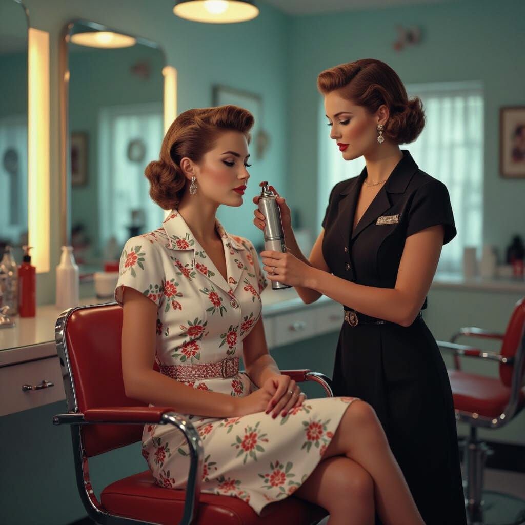 Androgynous Youth in Glamorous Retro Hair Salon