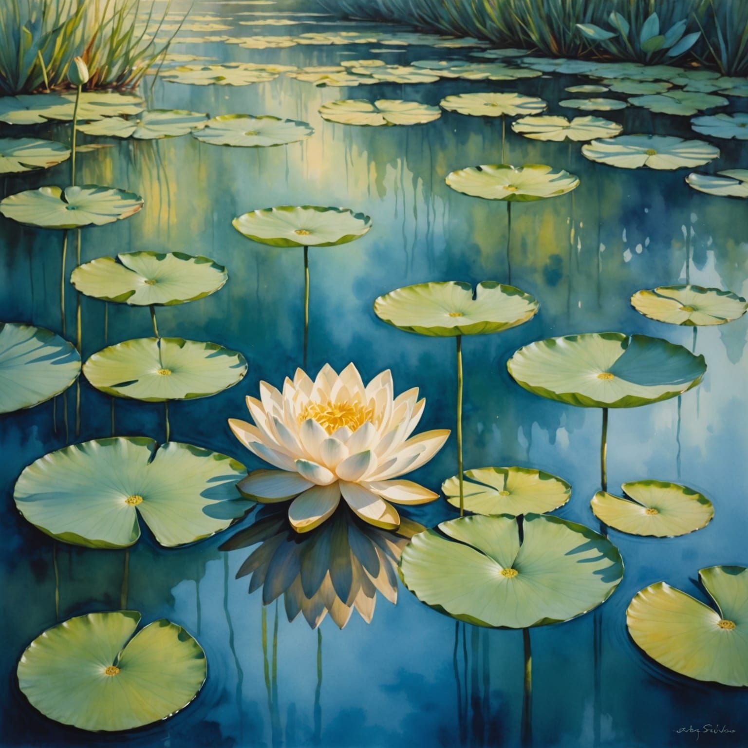 Zen Garden at Dawn With Lotus Flower