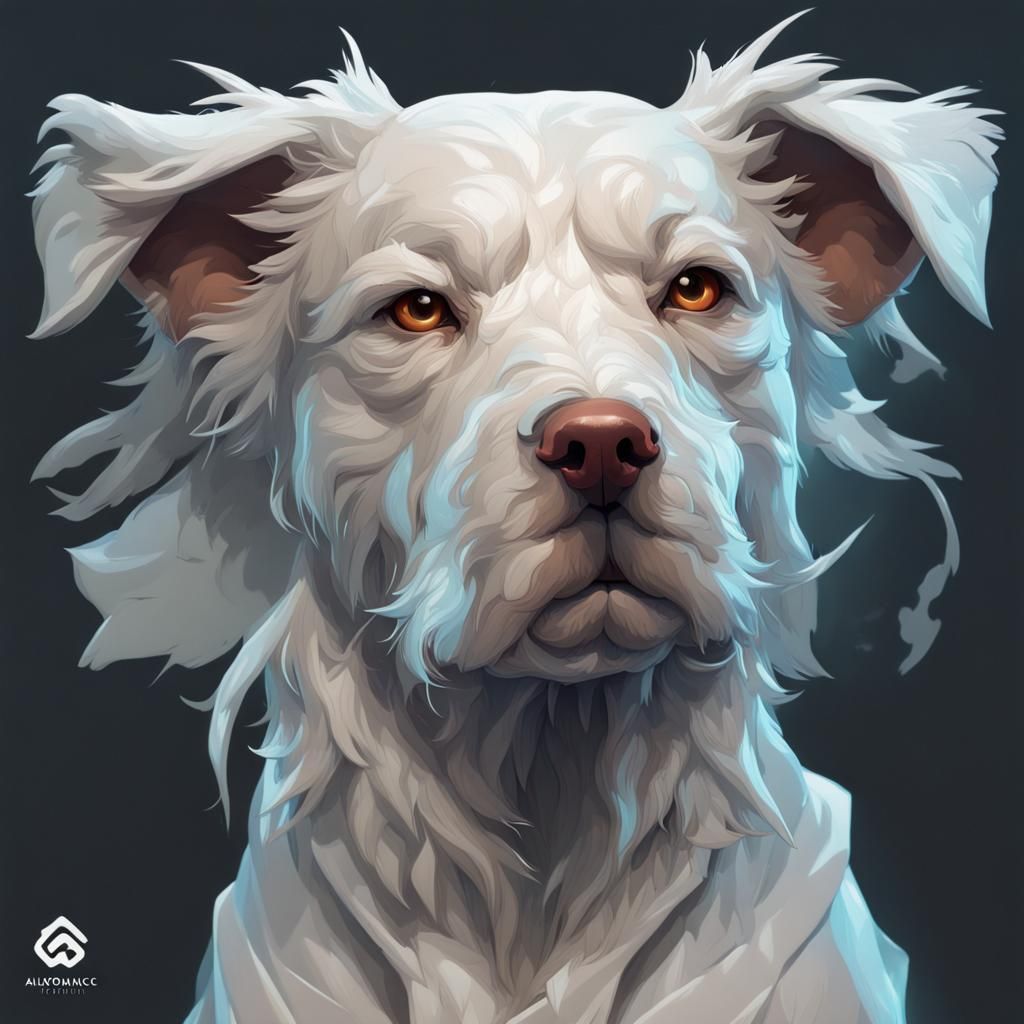 Hyperdetailed Portrait of a White Dog