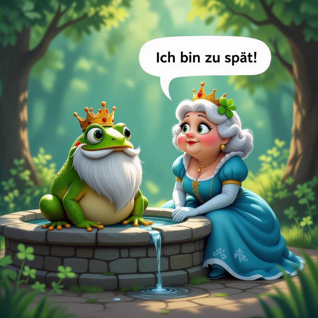 Froschkönig Grandma Princess and Frog in Forest