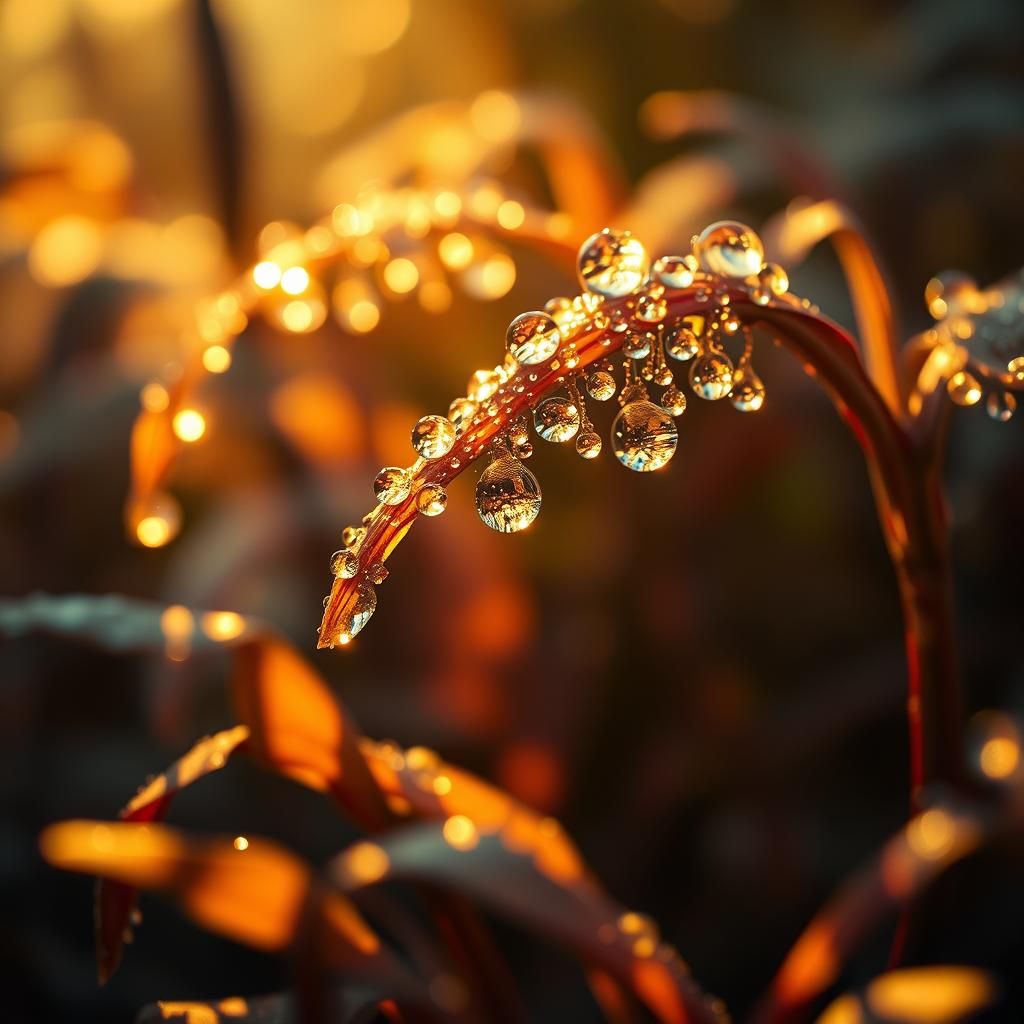 Mysterious Dew Drops in Surreal Light