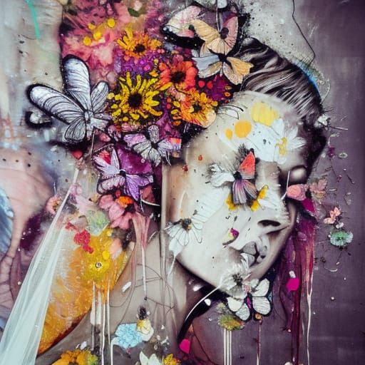 Floral Bride in Mixed Media Masterpiece