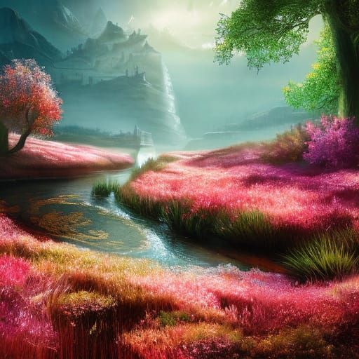 Four Seasons Seamless Transition in Surreal Style