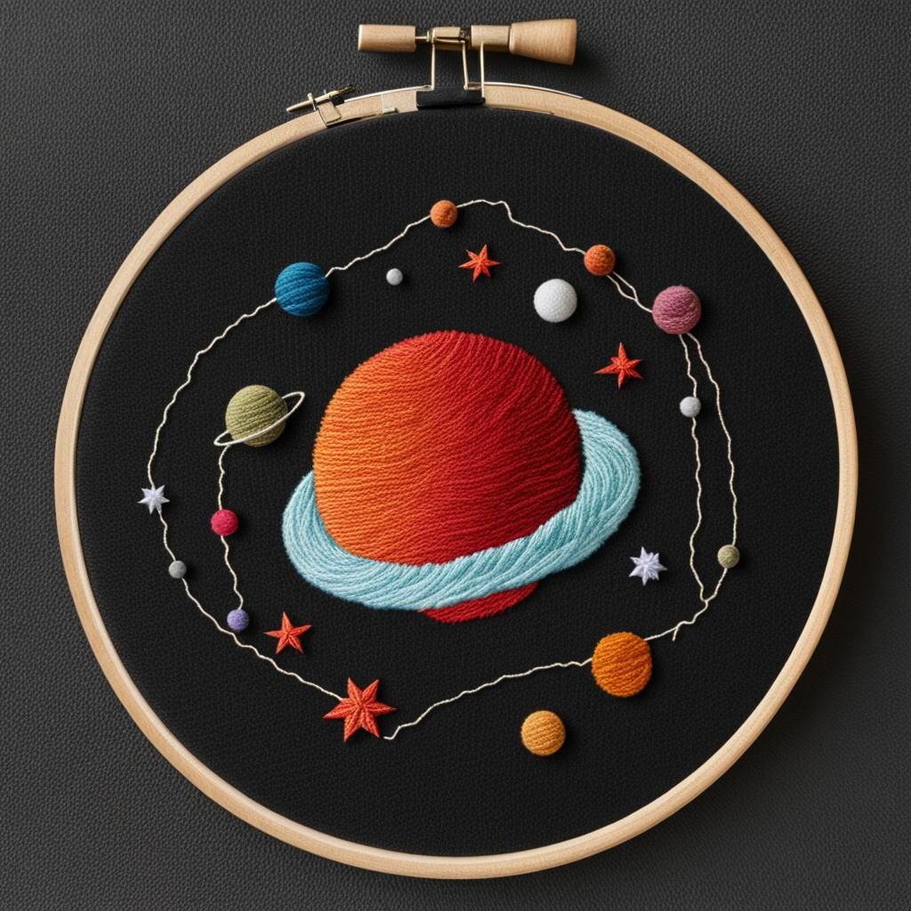 Embroidered Planet: A Needlework Celestial Body