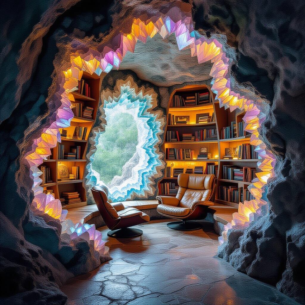 Surreal Geode Reading Nook with Crystal Light