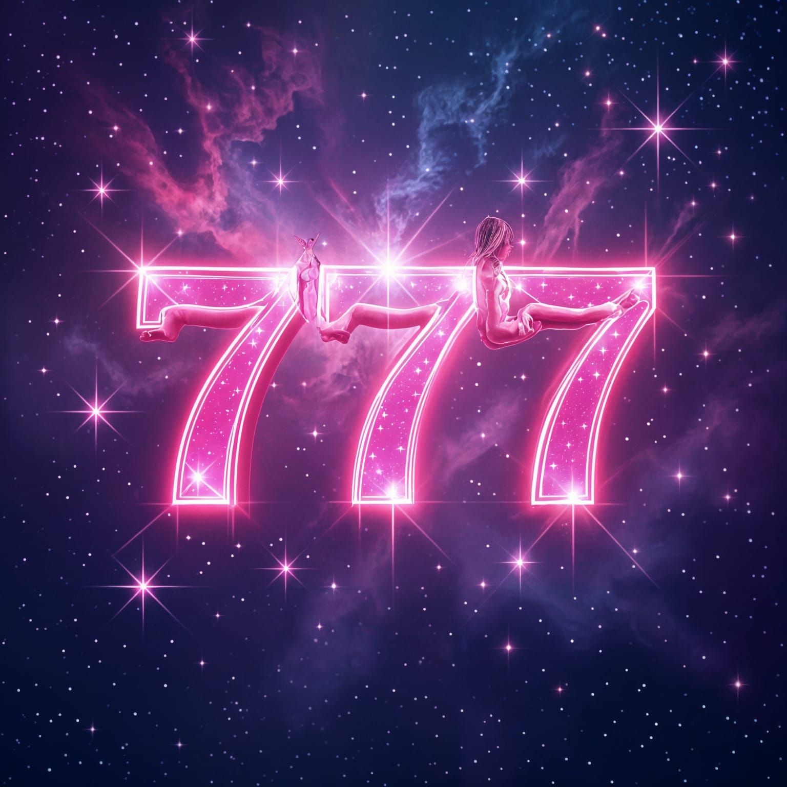 Angel Number 777 With Stars in Hot Pink Aesthetic