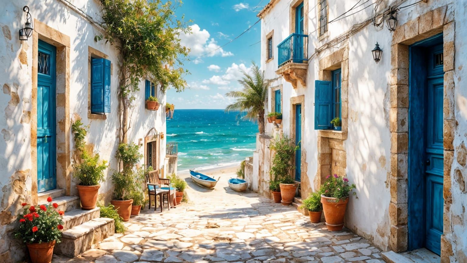 Andalusian Alleyway Descends to Mediterranean Sea