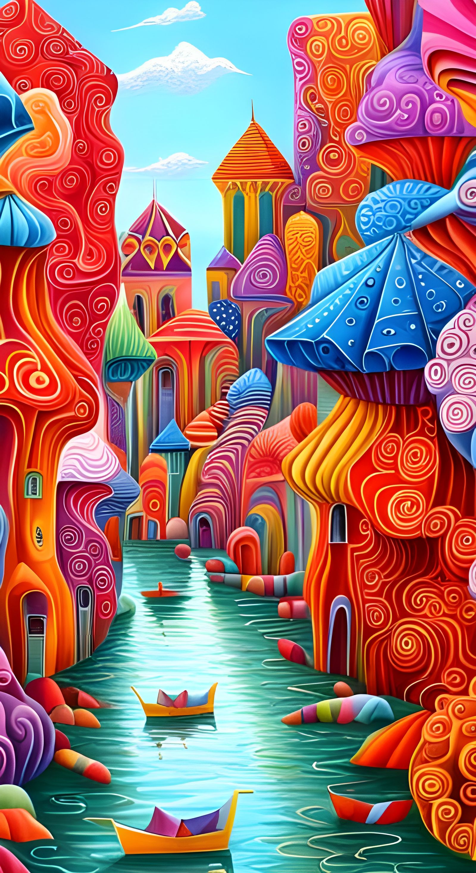 Origami Candyland Wonderland in Gouache Style