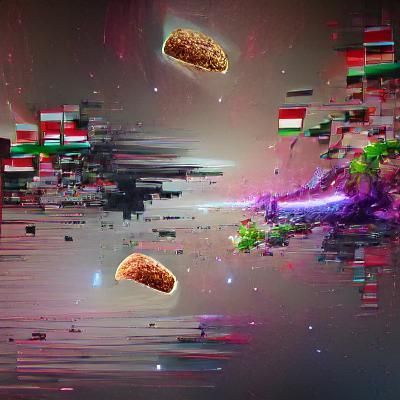 Kebab Falling Apart in Space: 8k Resolution Artwork