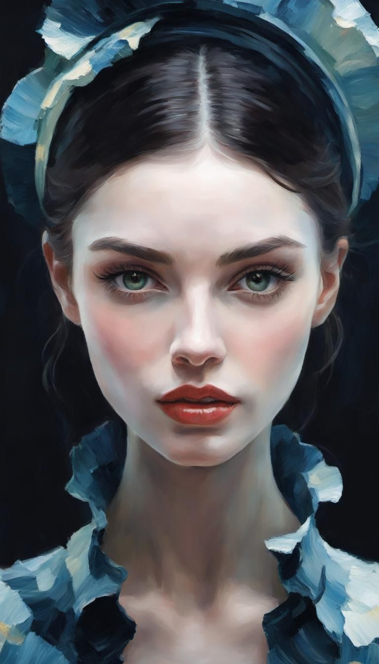 Stunning Woman in Post-Impressionist Oil Painting