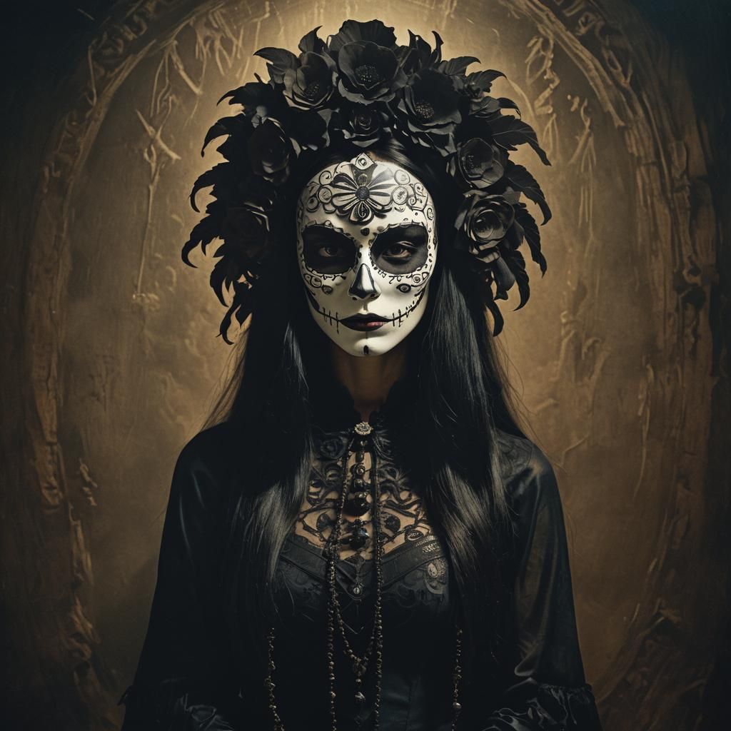 Dark Academia Still Life: Catrina Costume in Film Noir Style