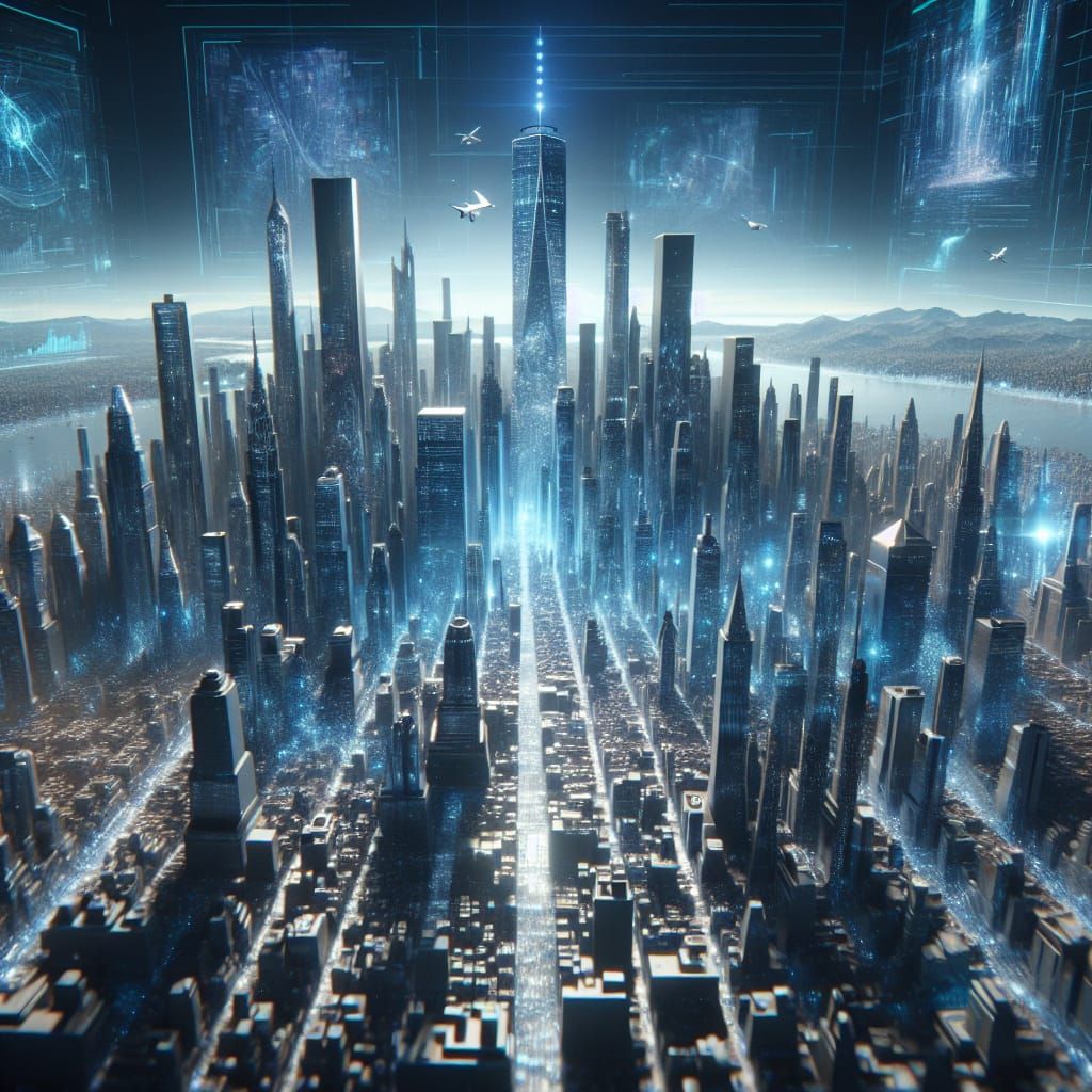 Futuristic New York City in 2300 as Digital Art