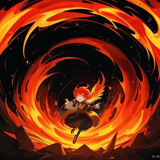 Phoenix Girl Transformation in Anime Style
