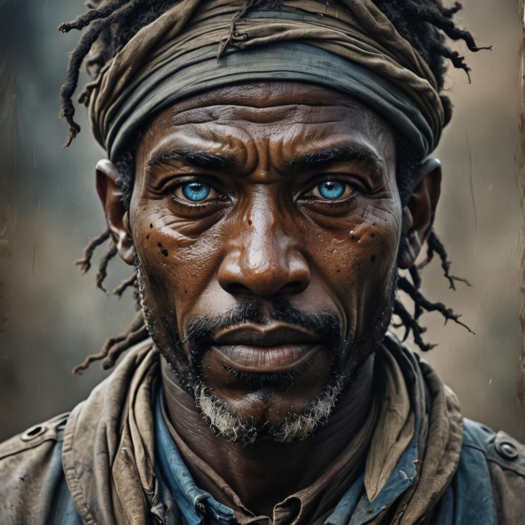 Intense Portrait of African Ranger in Hyperrealistic Style