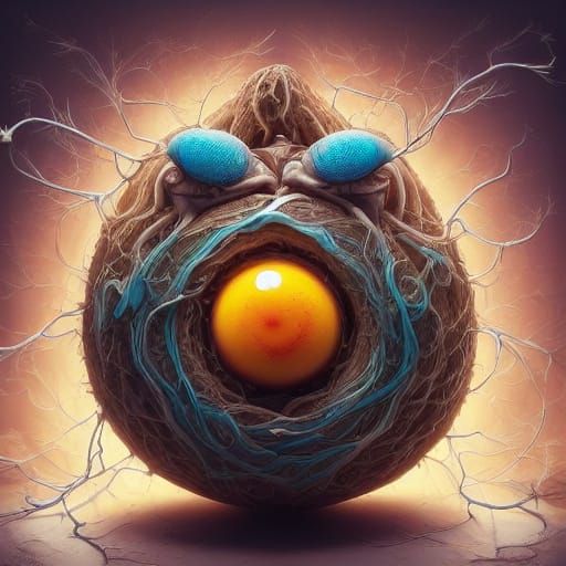 Rain Spider Creature in Lightning Storm, Comic Book Art