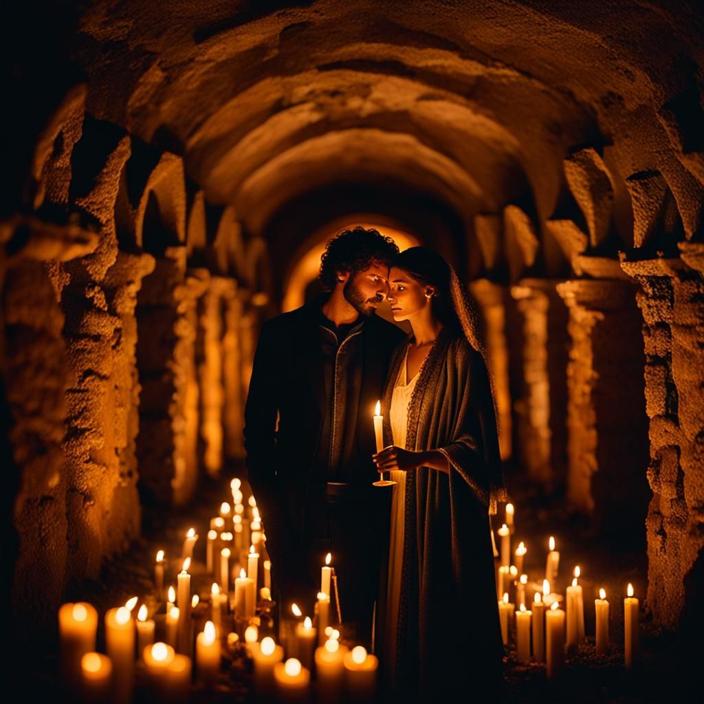 Italian Couple in Roman Catacombs, Photography
