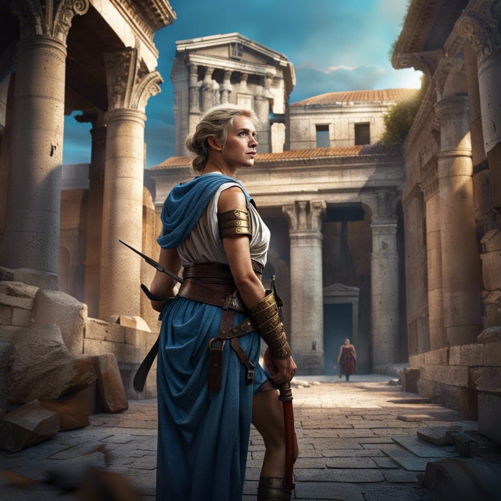Roman Woman Warrior Doctor in Ancient City