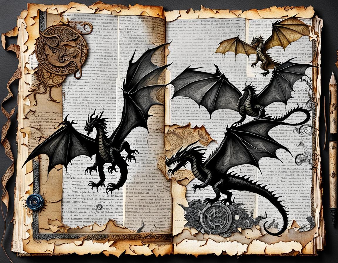 Dragon Scrapbook Page in Collage Style