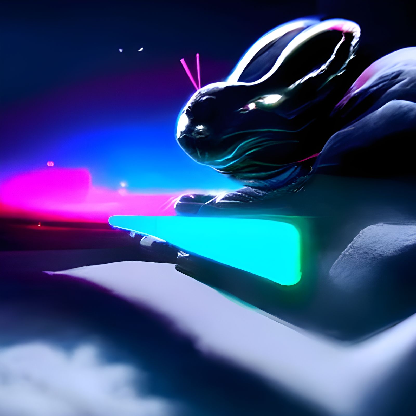 Rabbit Galaxy in Synthwave Neon Retro Style