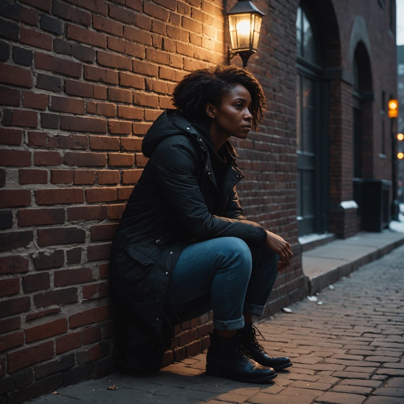 African American Woman's Shadow Reveals Depression