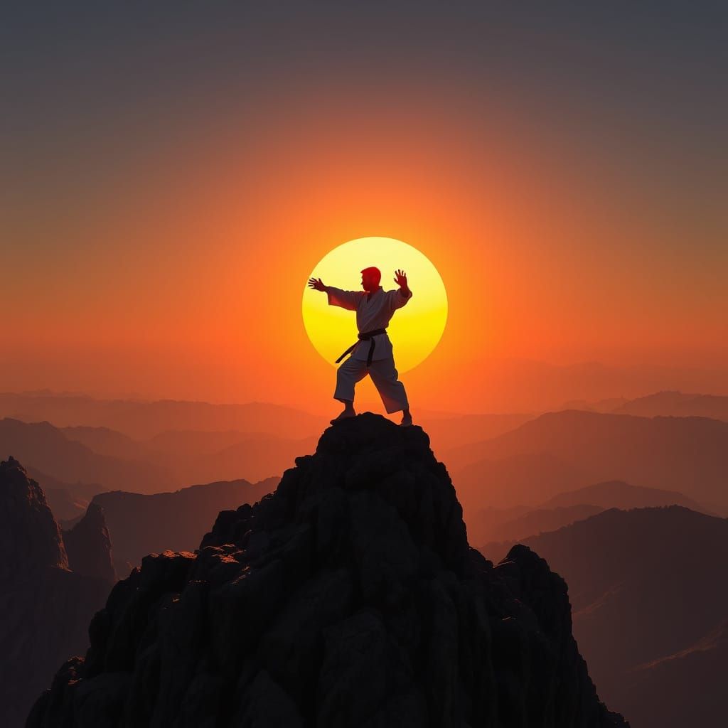 Karate Master Sunrise Kata in Sci-Fi Style