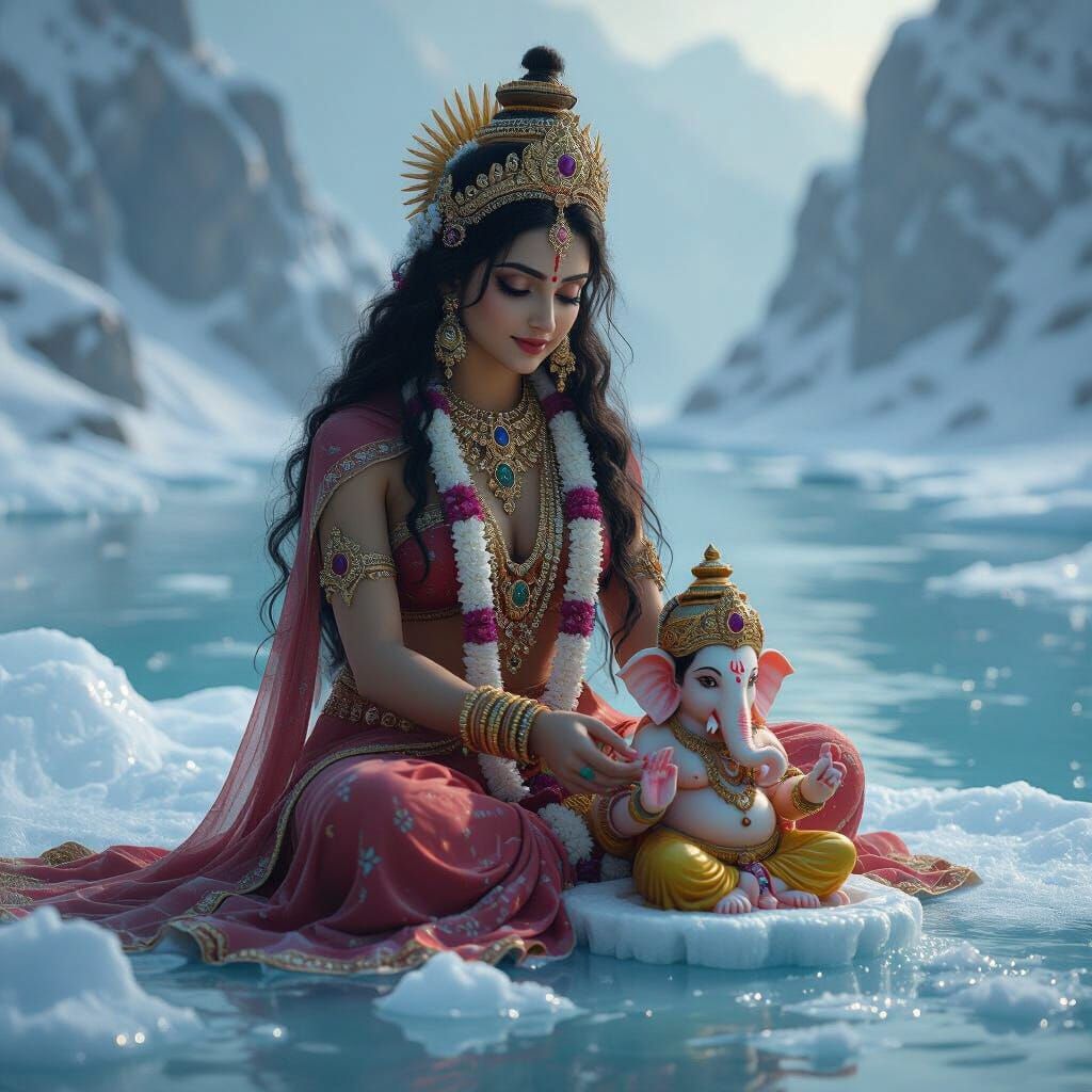 Parvati Creates Ganesh in Detailed Matte Painting