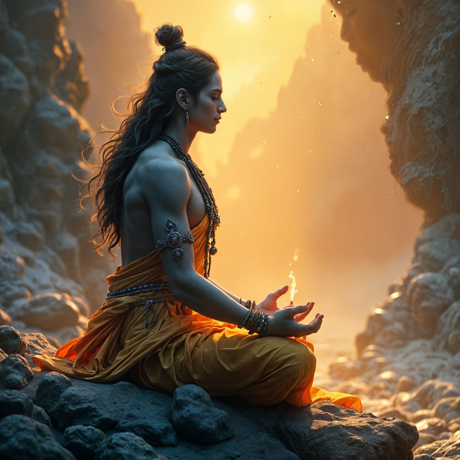 Shiva in Deep Meditation: Detailed Matte Painting