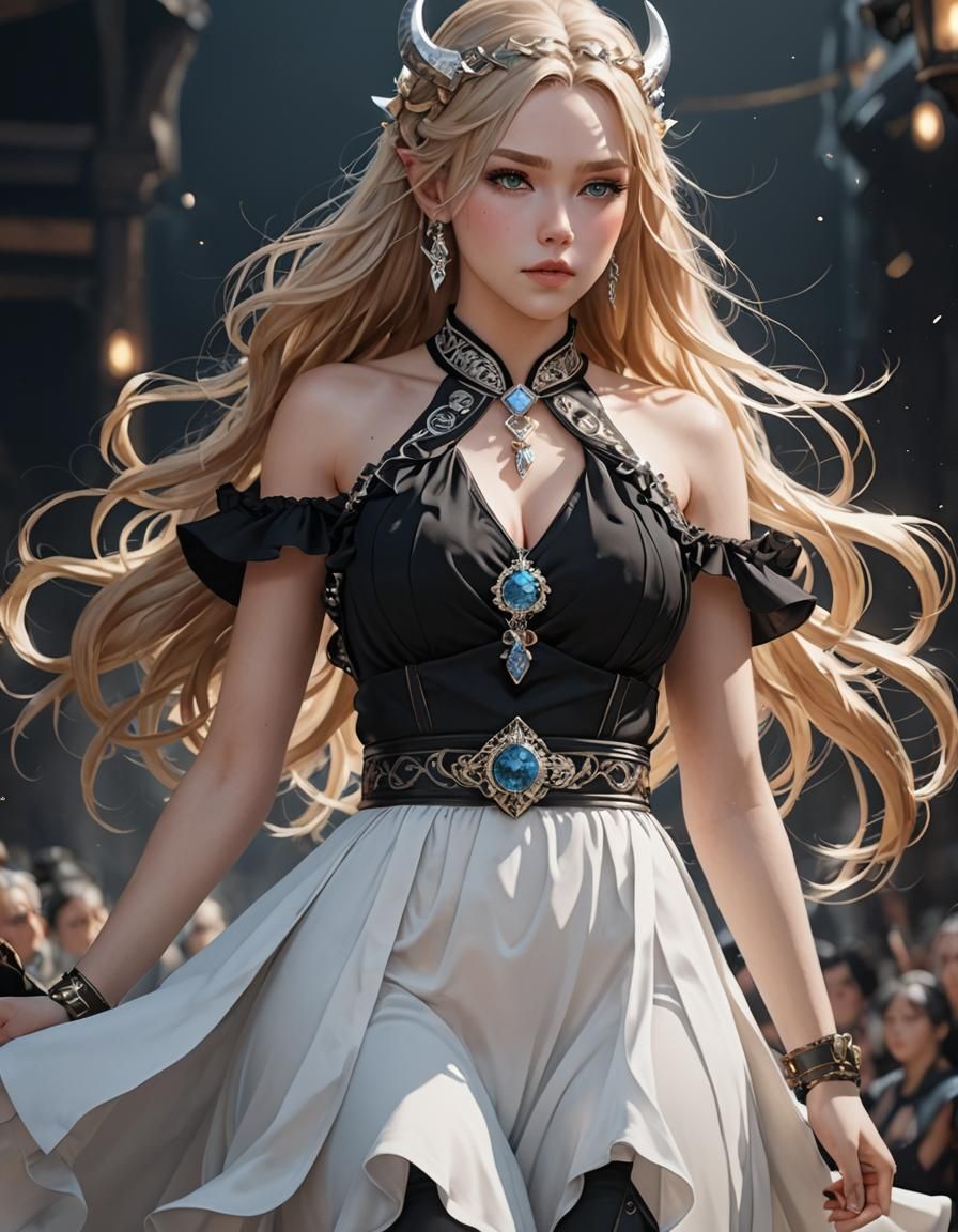 Viking Inspired Gown in 3D Anime Art Style