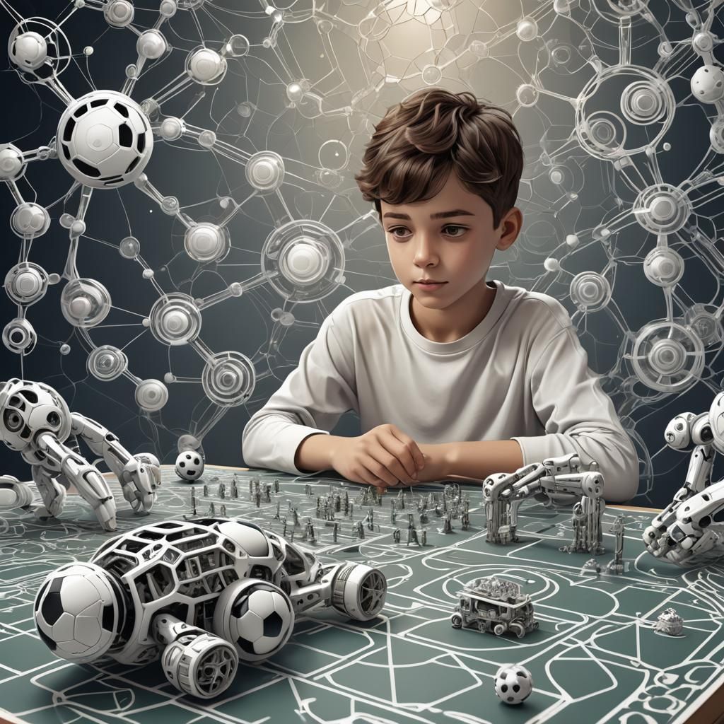 Boy Delighted by Futuristic Robot Football Toy