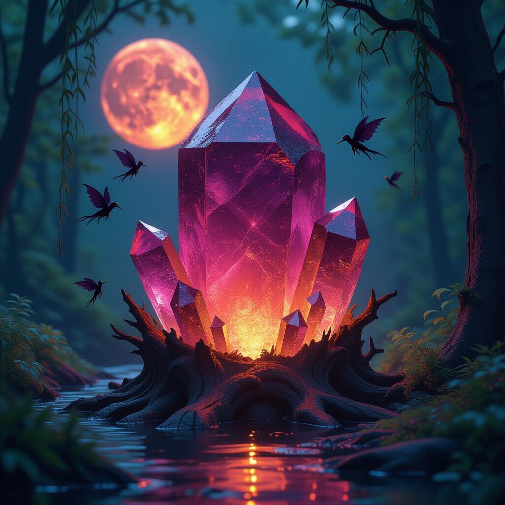 Giant Labrodite Quartz With Sprites Under Blood Moon