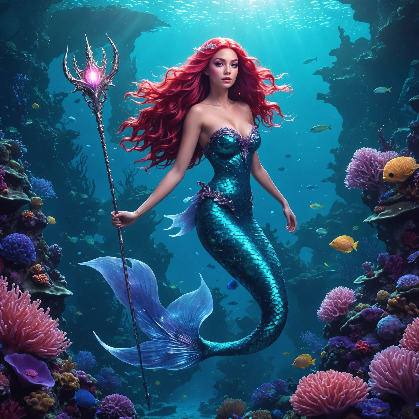 Beautiful Mermaid Heiress in Deep Sea Fantasy Setting