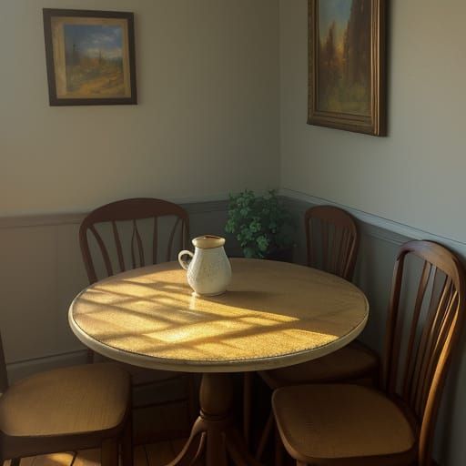 Cozy Morning Breakfast in Impressionist Oil Painting Style