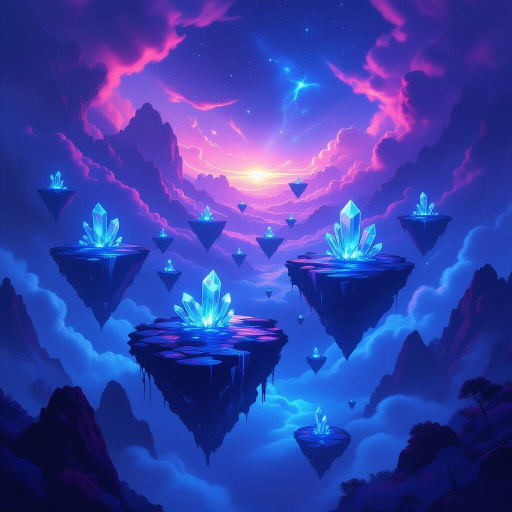 Bioluminescent Alien Sky with Floating Islands