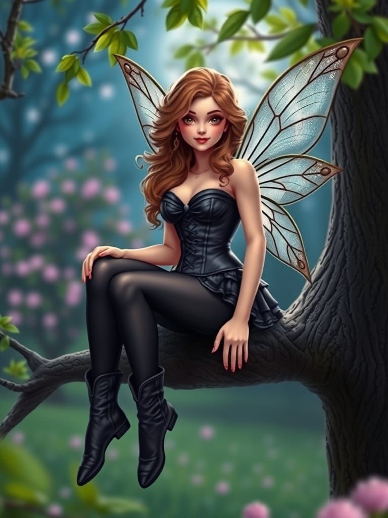 Magical Fairy in Spring at Night