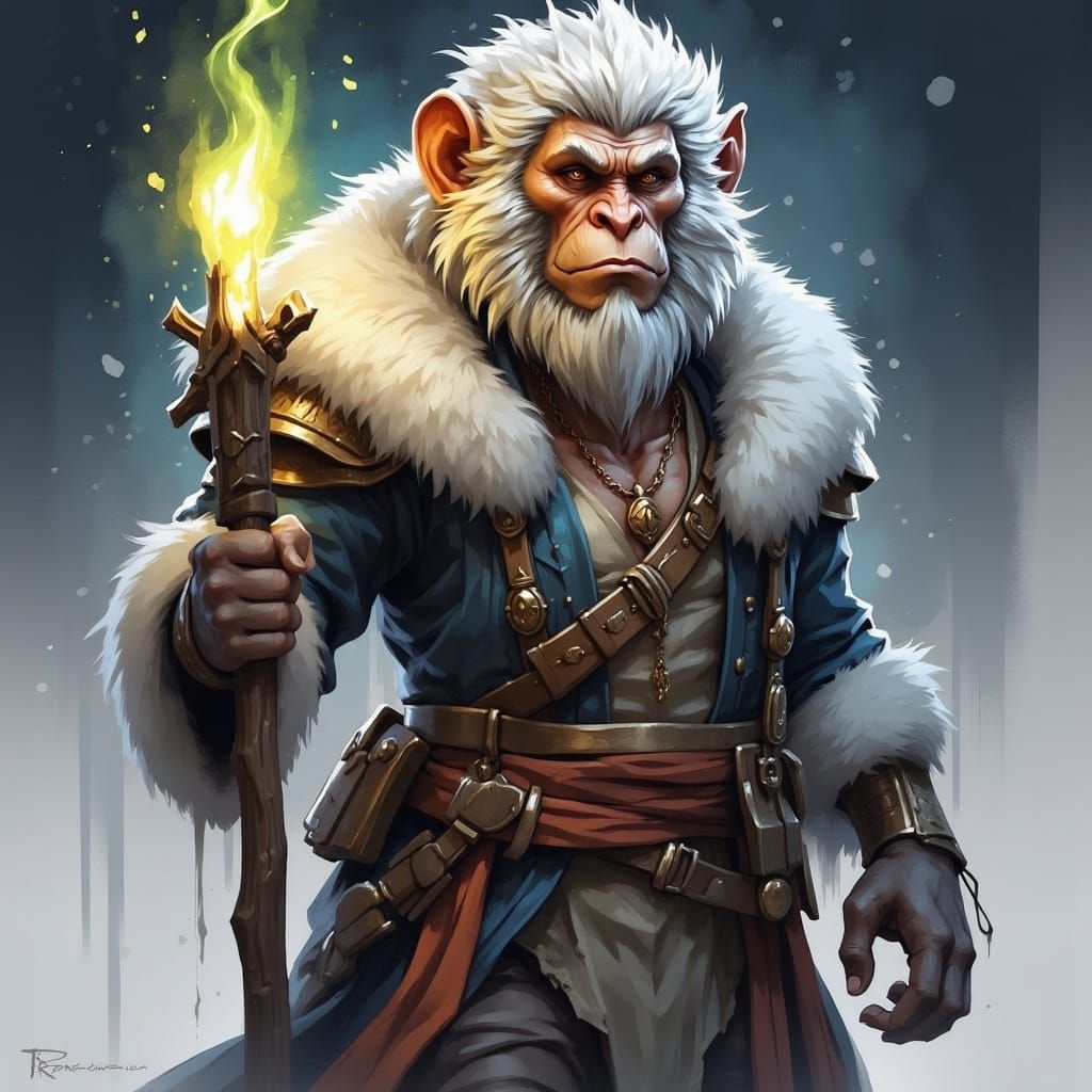 Pirate Snow Monkey Digital Art